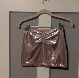 Urban Outfitters Disco Fever Metallic Pink Mini Skirt Ruched XS
